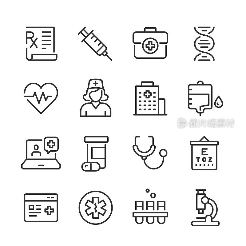 Healthcare & Medicine Icons ― Monoline Series